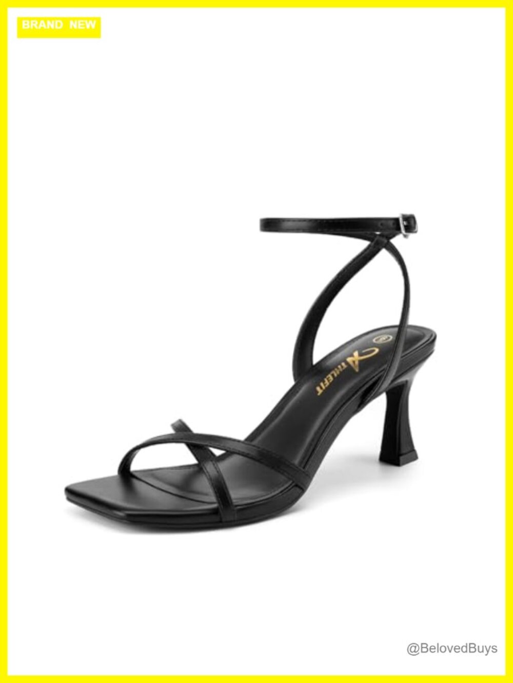 Kitten Heels for Women Square Open Toe Strappy High Heels for Prom